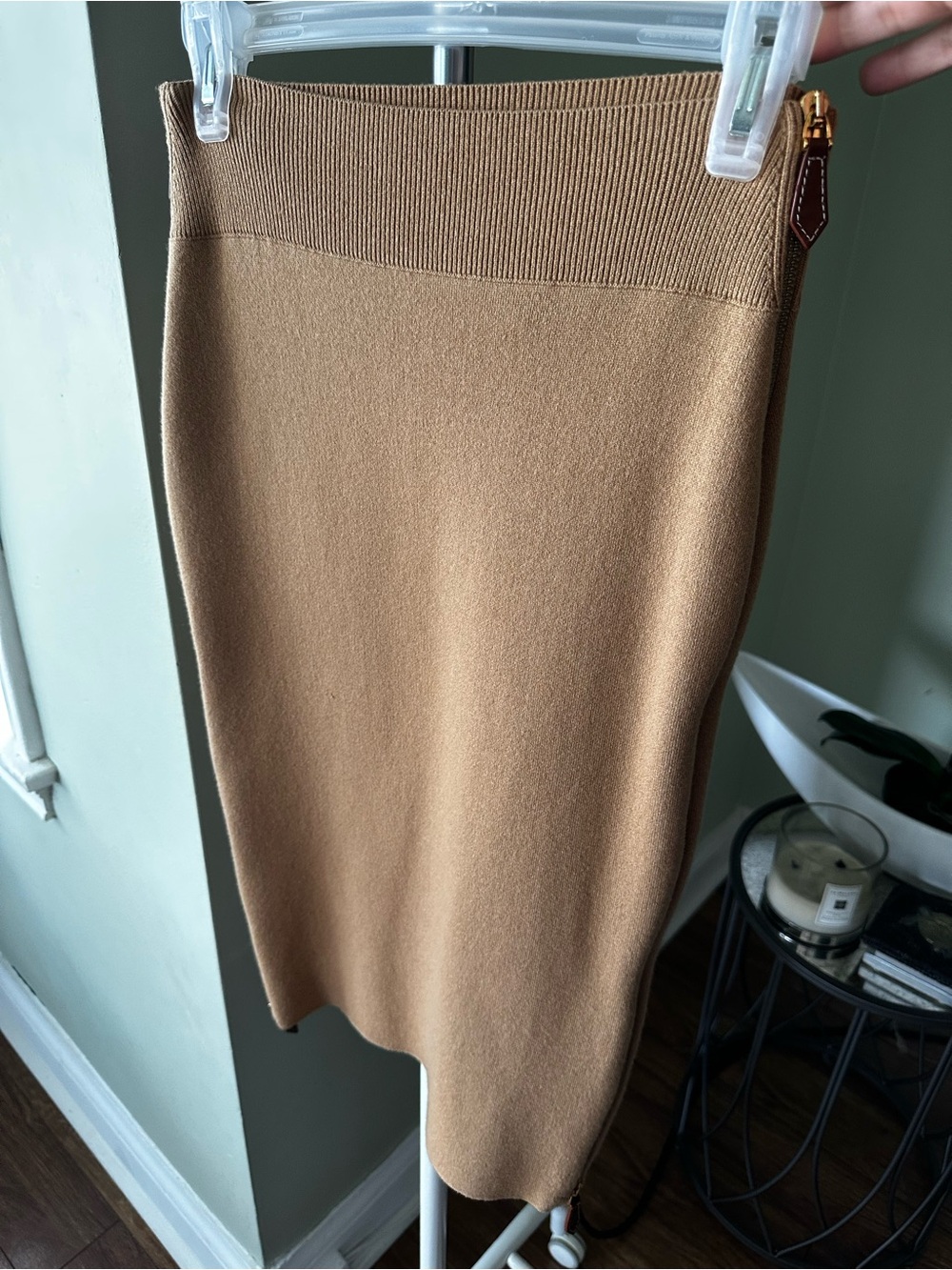 Women's Camel Knit Pencil Skirt